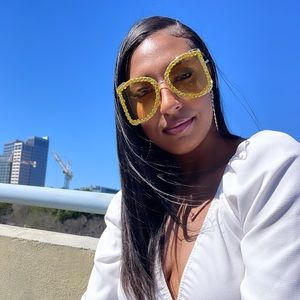 Yellow Rhinestone Sunglasses